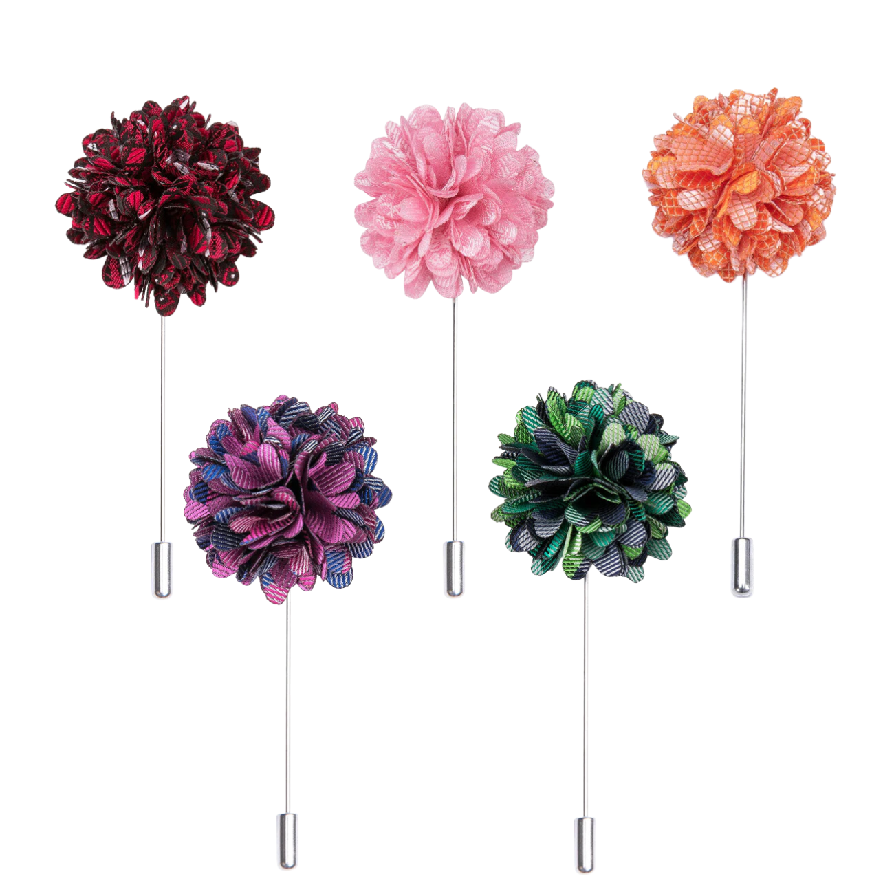 red pink prange blue green floral lapel pin