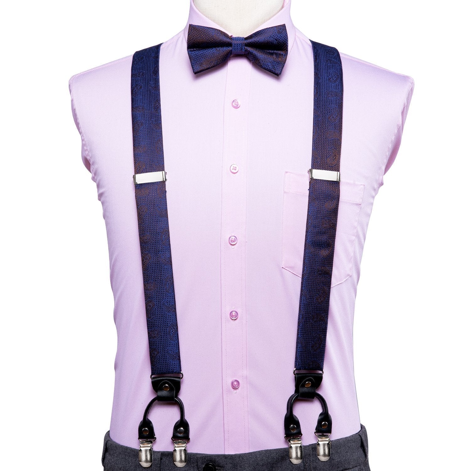 Solid Suspender bowtie set for men