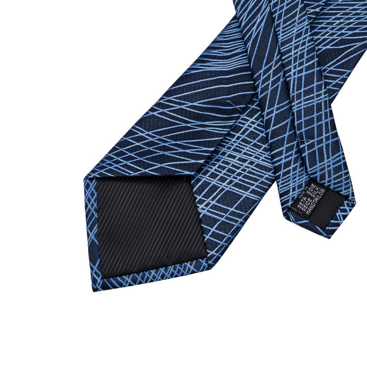 Black Necktie Blue Novelty Silk Men's Tie Hanky Cufflinks Set