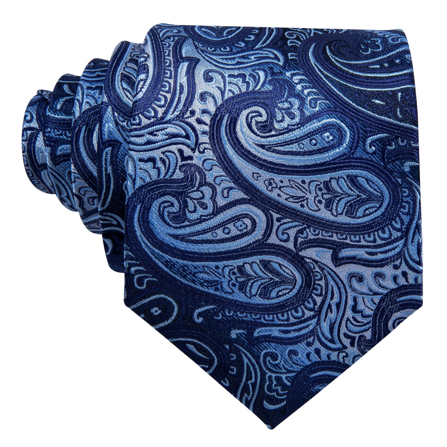Blue Necktie Gradient Paisley Ties Handkerchief Cufflinks Set