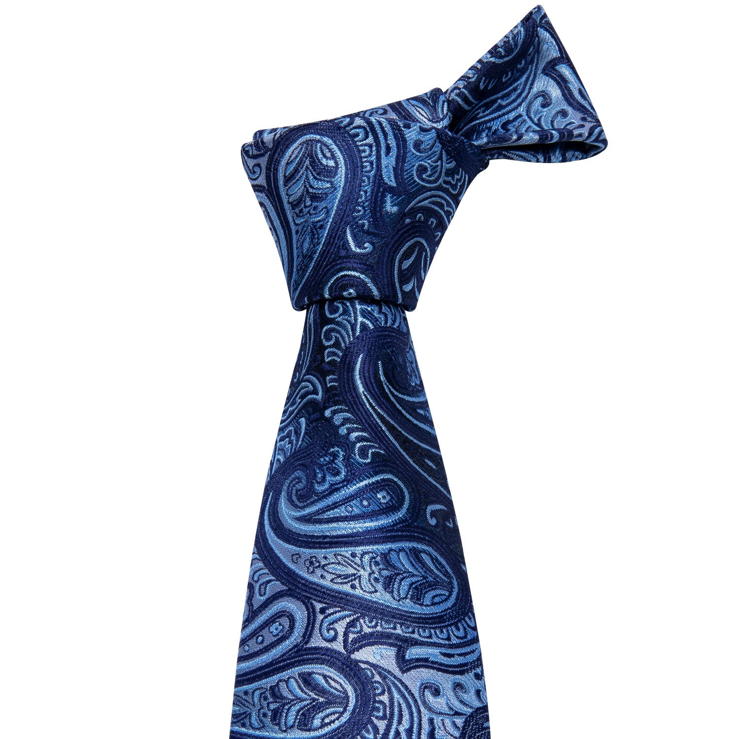 Blue Necktie Gradient Paisley Ties Handkerchief Cufflinks Set