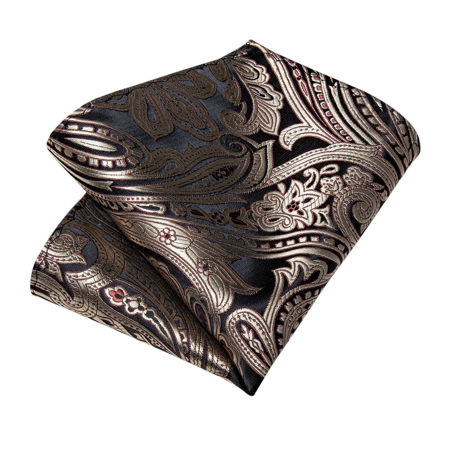 Necktie Classic Brown Paisley Tie Pocket Square Cufflinks Set