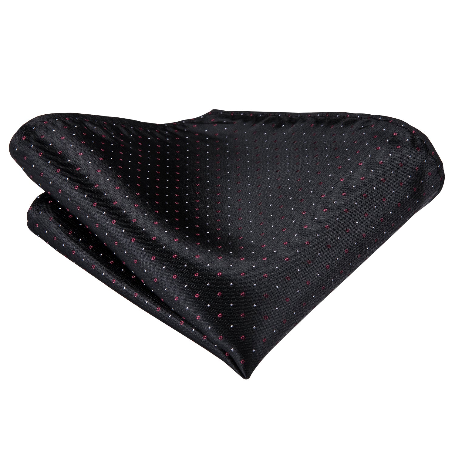 Black Tie Red White Polka Dots Mens Necktie Hanky Cufflinks Set