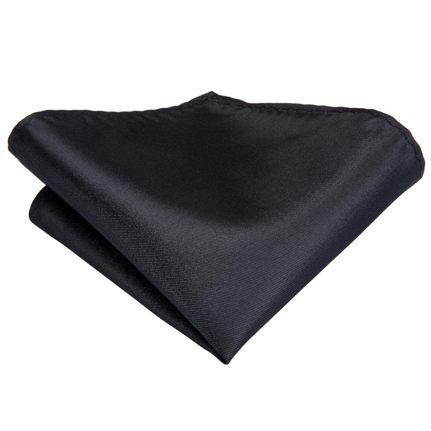 Black Wedding Necktie Solid Men Tie Pocket Square Cufflinks Set