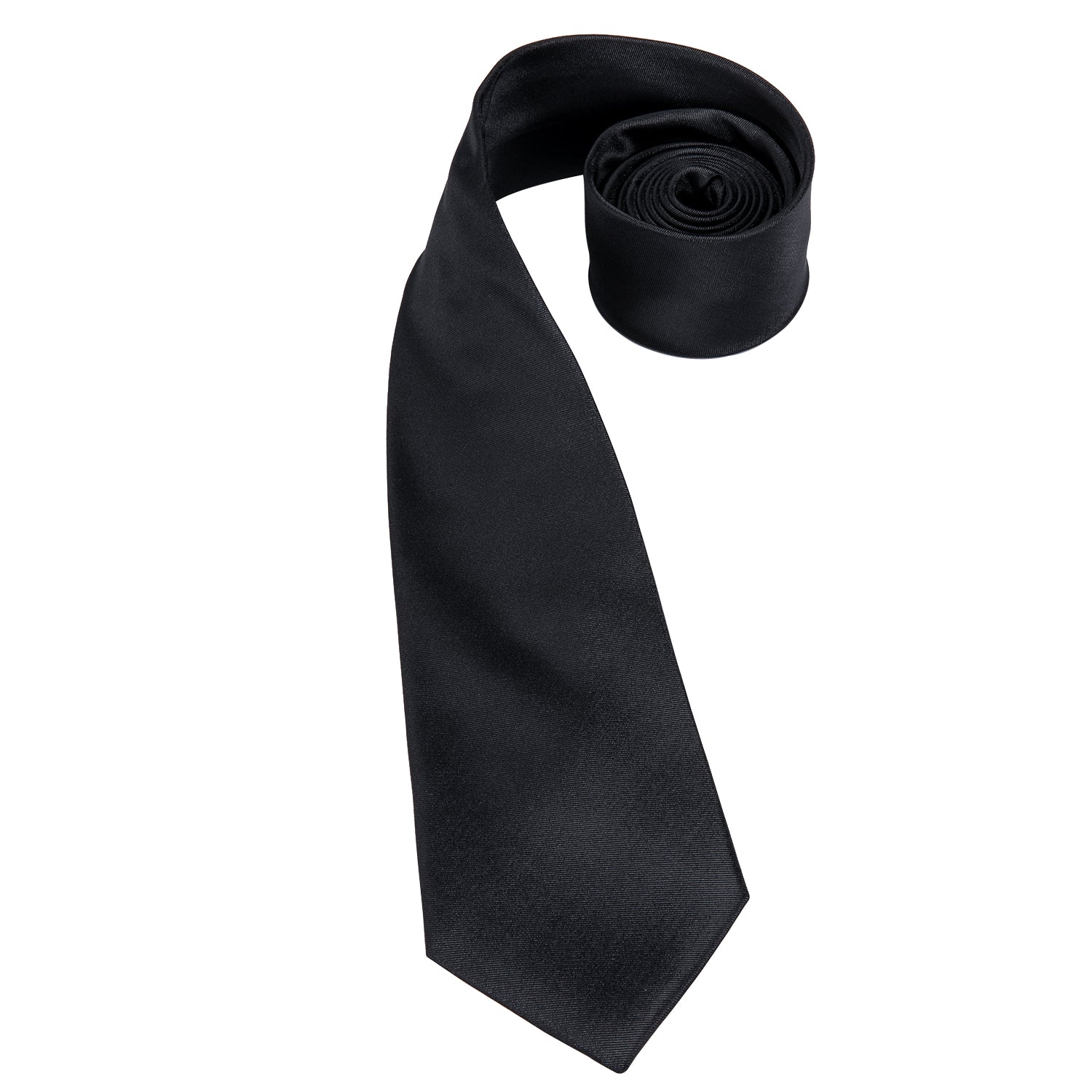 Black Wedding Necktie Solid Men Tie Pocket Square Cufflinks Set