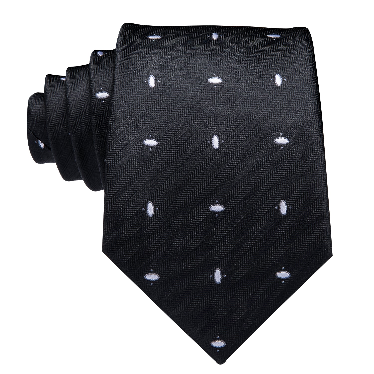 Black White Polka Dot Necktie Pocket Square Cufflinks Sets