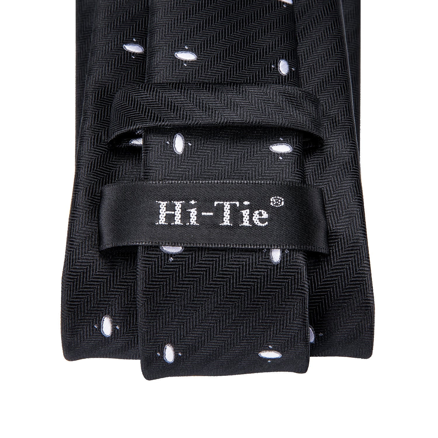 Black White Polka Dot Necktie Pocket Square Cufflinks Sets