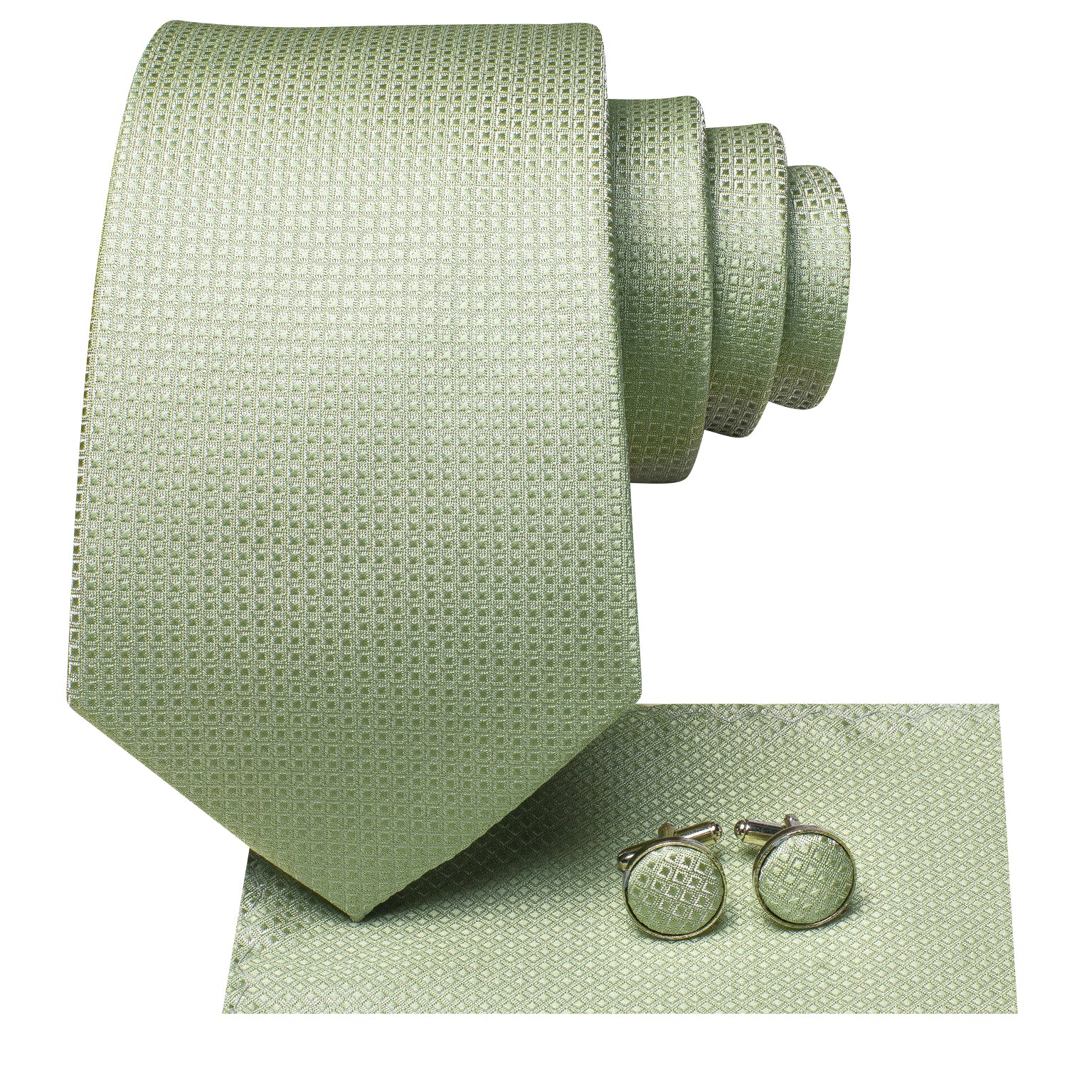 Mint Green Solid 67" Extra Long Tie Handkerchief Cufflinks Setv