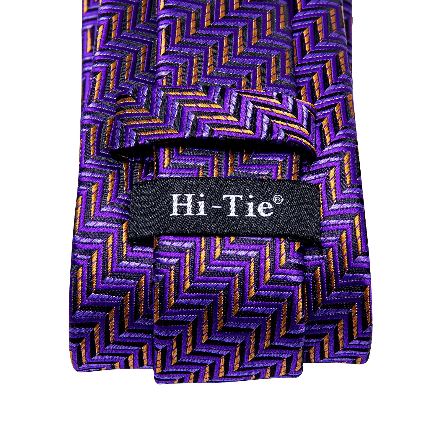Purple Yellow Novelty 67 Inch Extra Long Tie Hanky Cufflinks Set