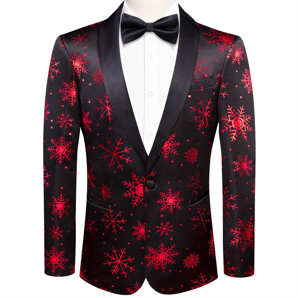 green emerald velvet dress Hi-Tie Mens Silk Suit Black Red Snow Christmas Festival Suit for Men, M