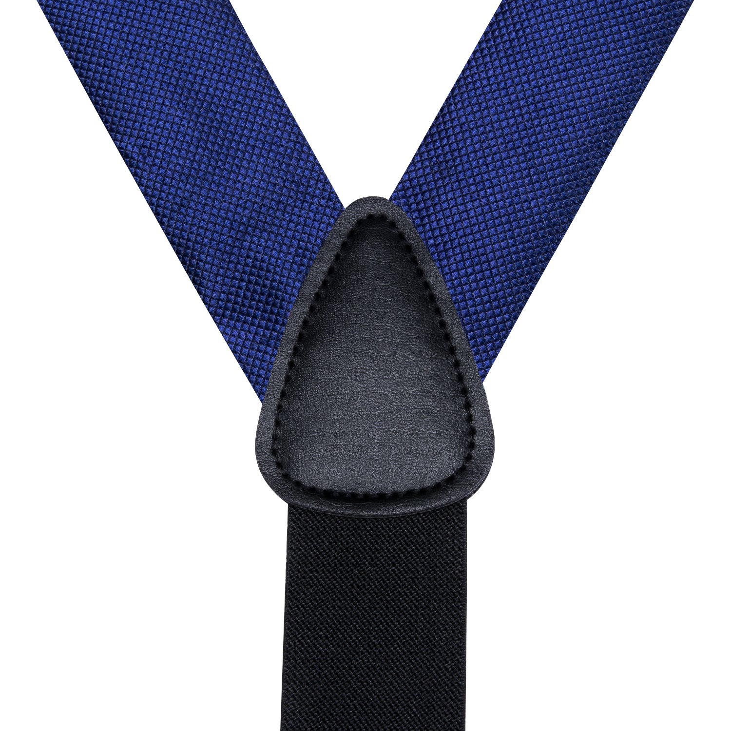Dark Blue Plaid Suspender Bowtie Hanky Cufflinks Set
