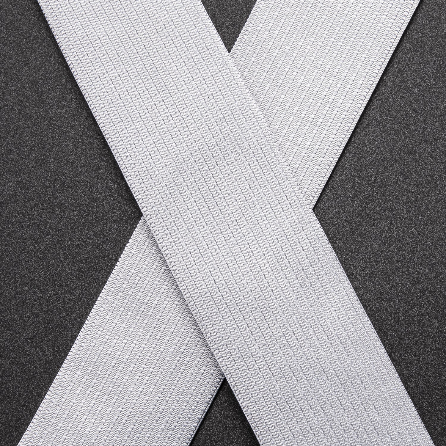 Silver Solid Mens Wedding Suspender Bowtie Hanky Cufflinks Set