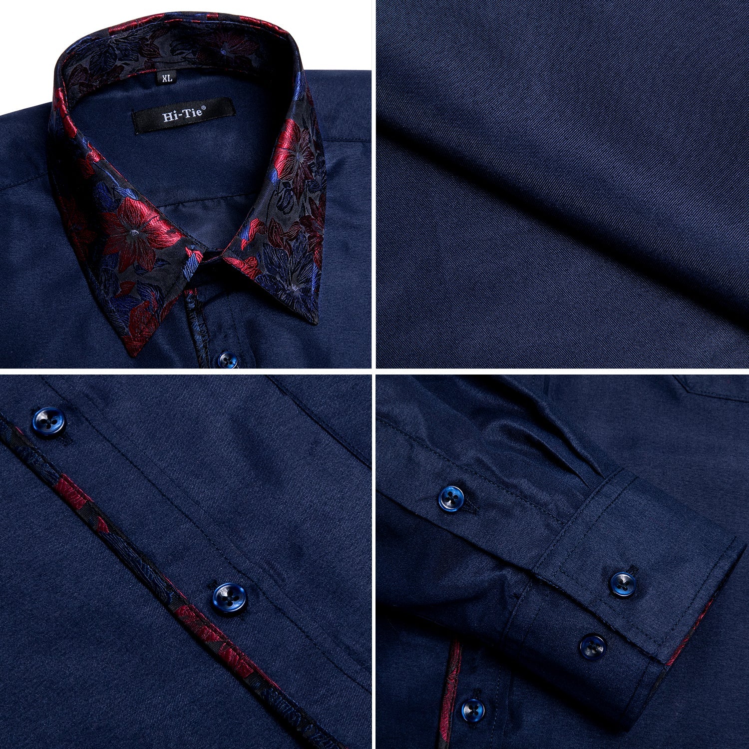 Deep Blue Red Stitching Shirt