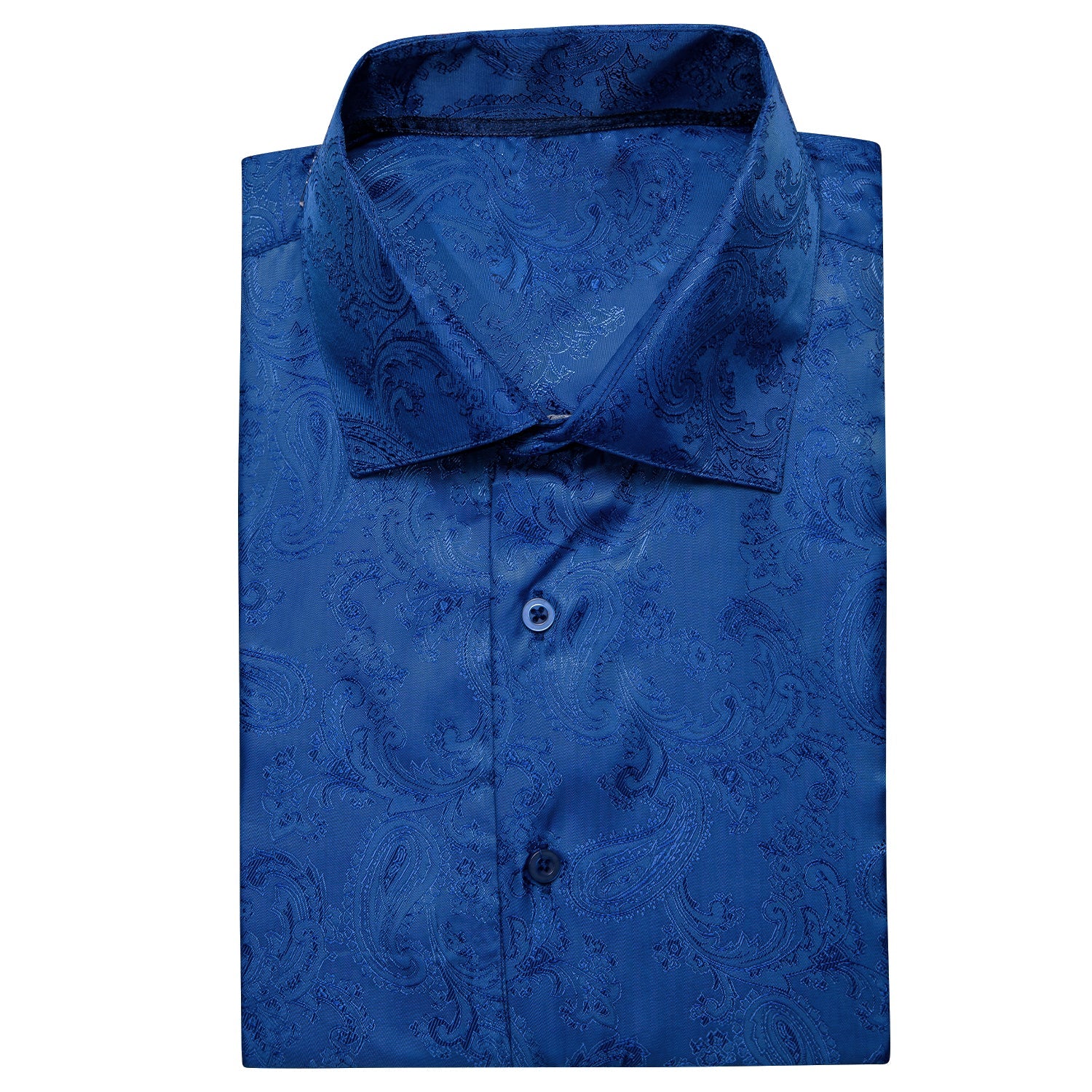 Royal Blue Paisley Silk Men's Short Sleeve Shirt