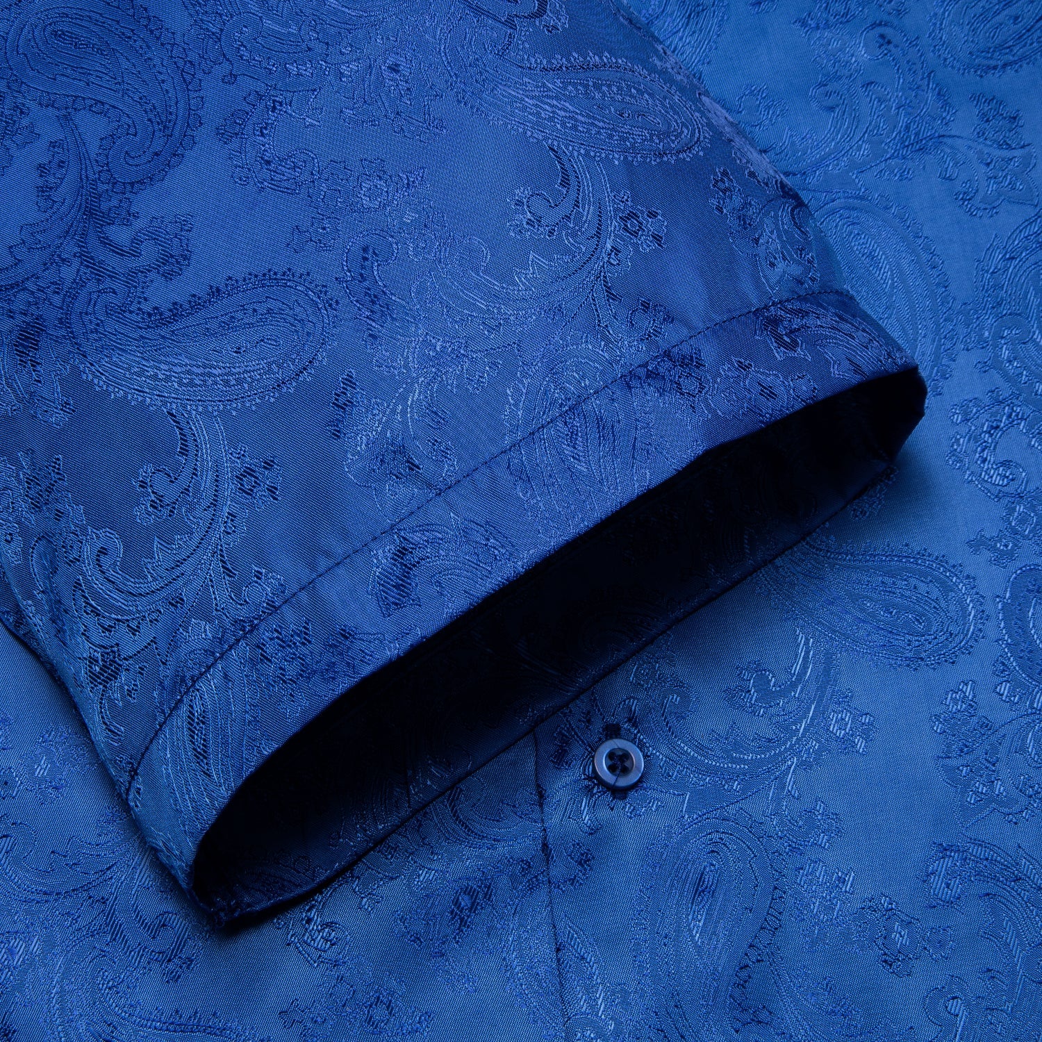 Royal Blue Paisley Silk Men's Short Sleeve Shirt