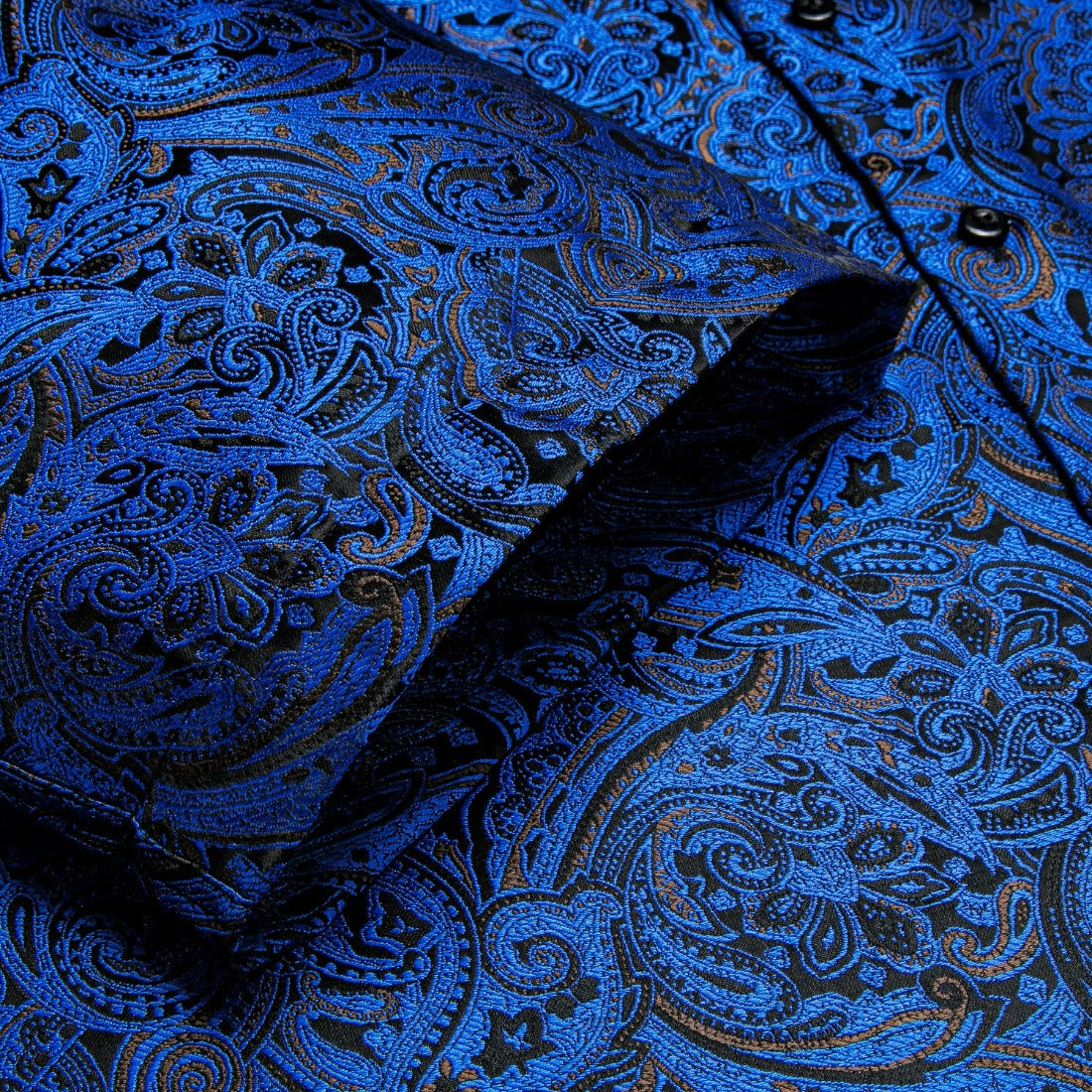Deep Blue Paisley Silk Men's Short Sleeve Shirt