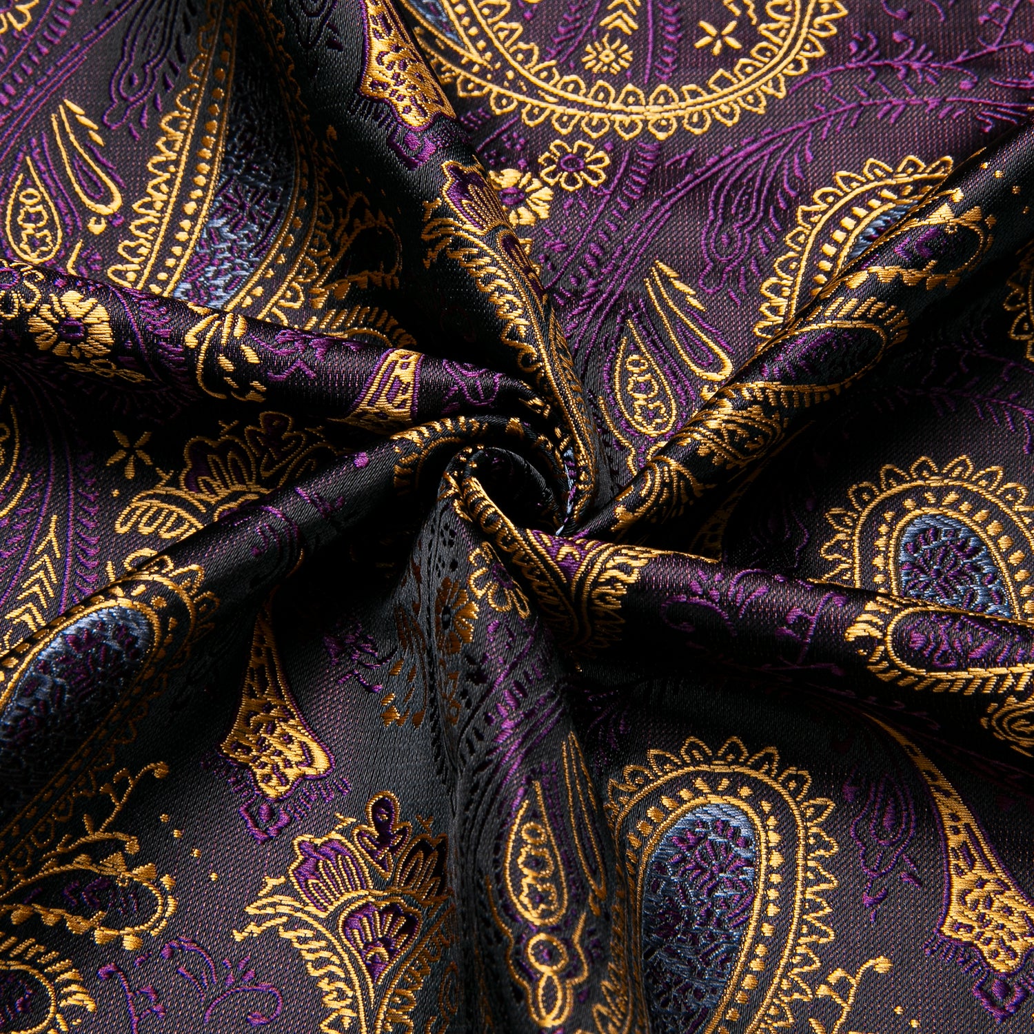 Golden Purple Paisley Silk Men's Short Sleeve Shirt