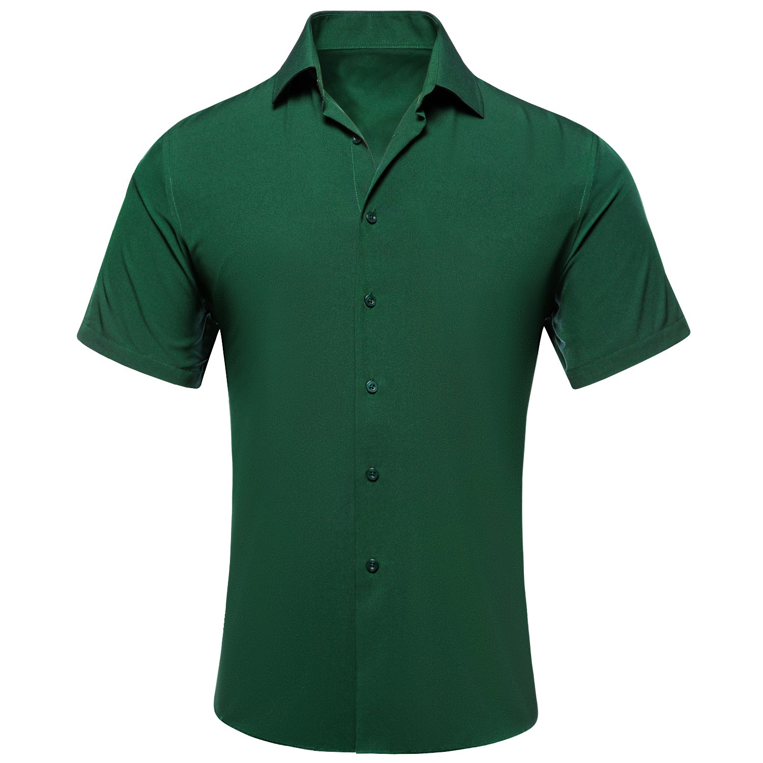 Emerald Green Solid Silk Men's Short Sleeve Shirt