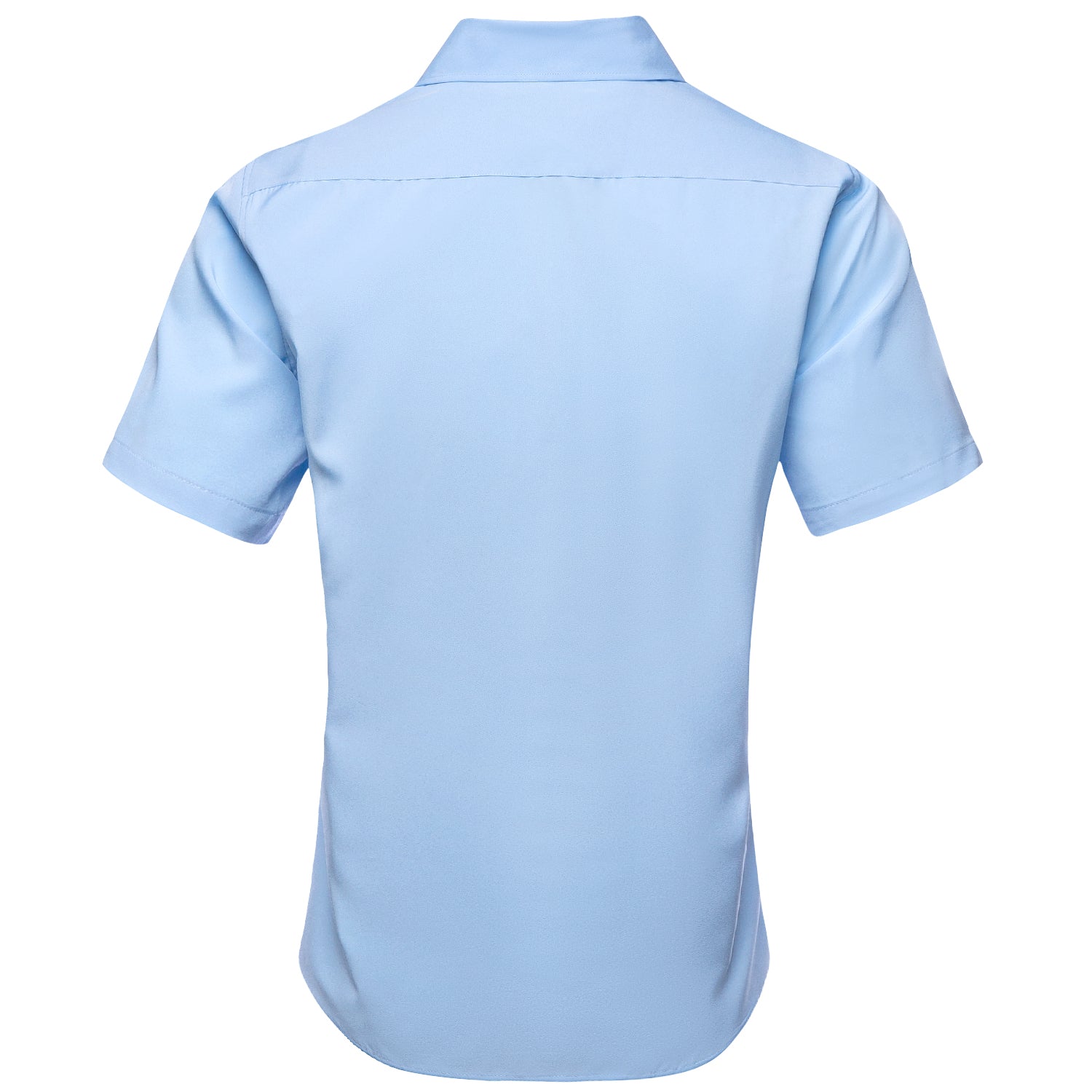 Sky Blue Solid Silk Men's Short Sleeve Shirt