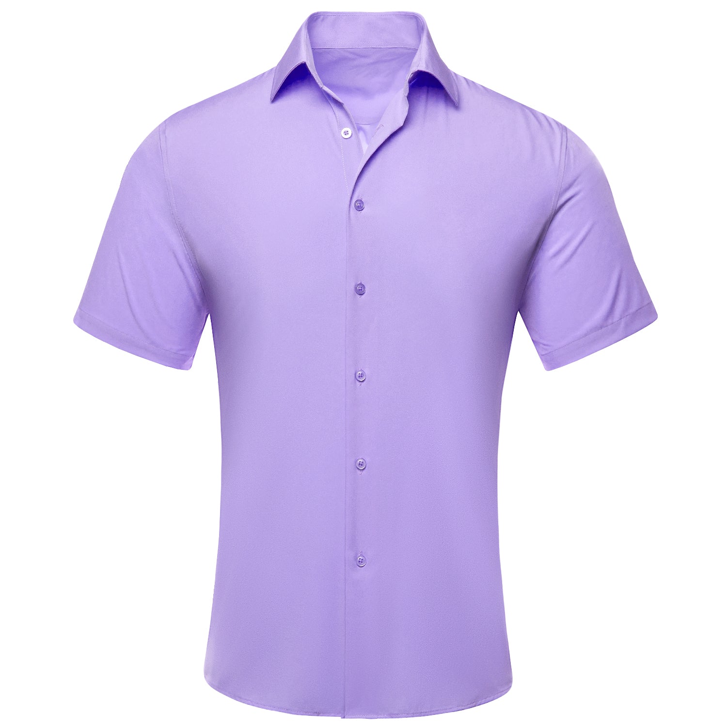 Lilac Purple Solid Silk Men's Short Sleeve Shirt