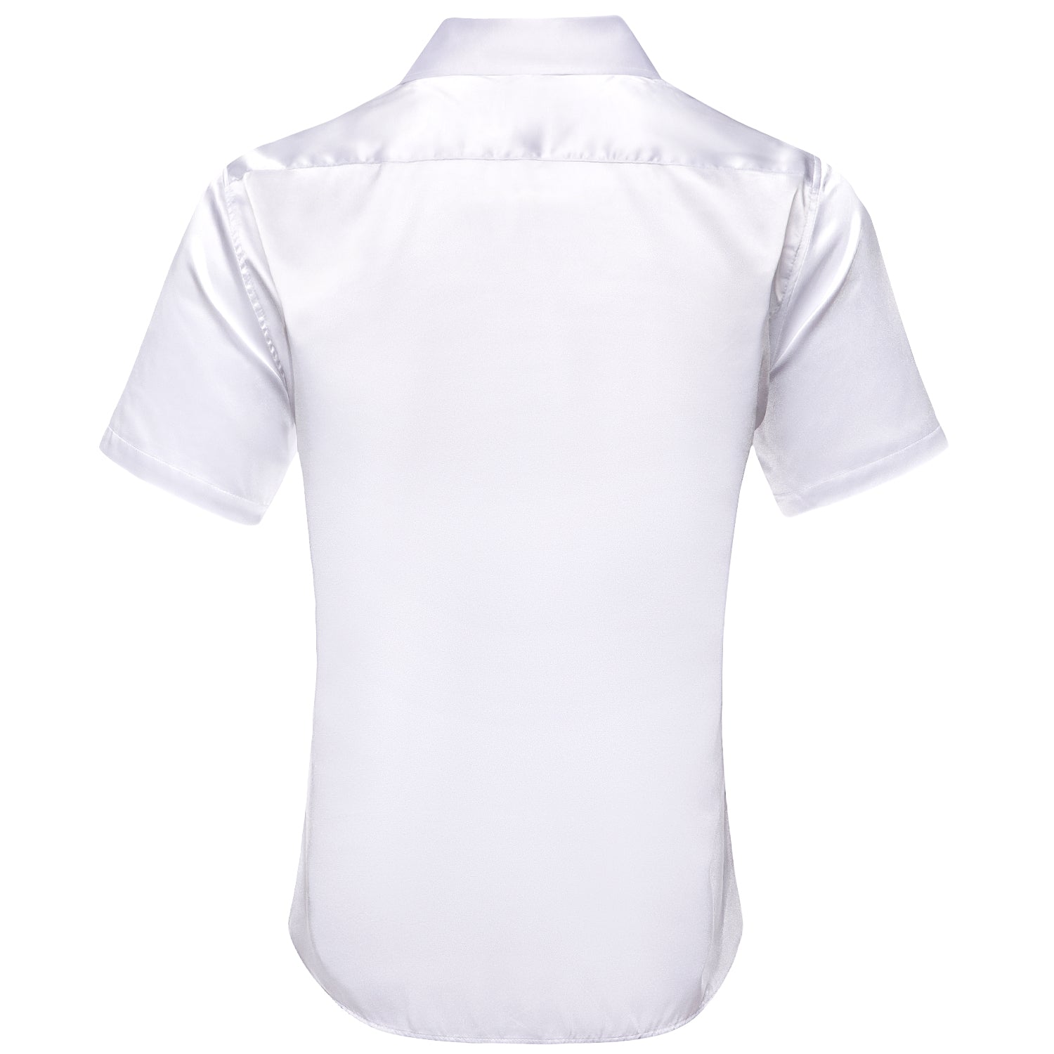 White Solid Satin Men's Short Sleeve Shirt