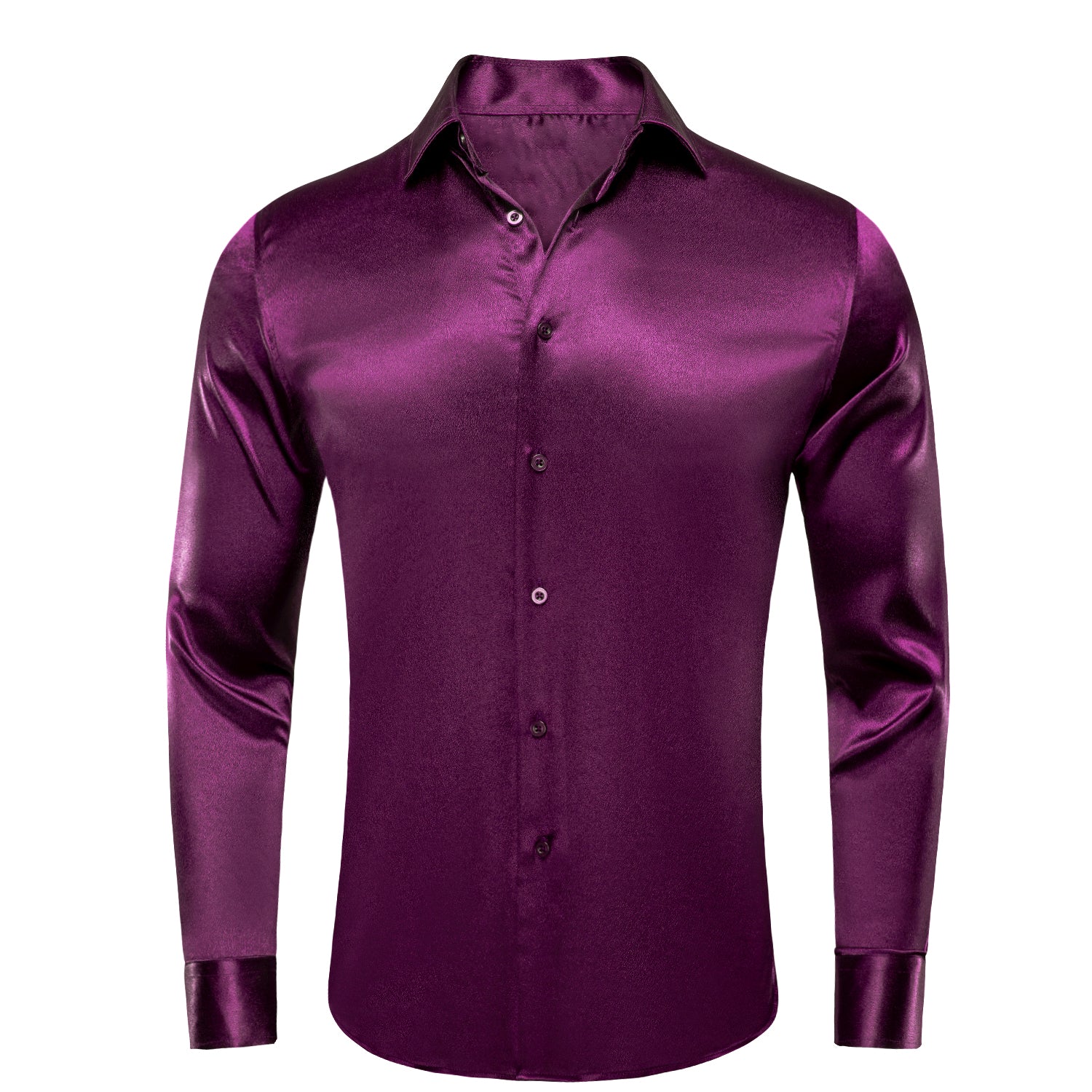 Purple Satin Silk Men's Long Sleeve Shirt