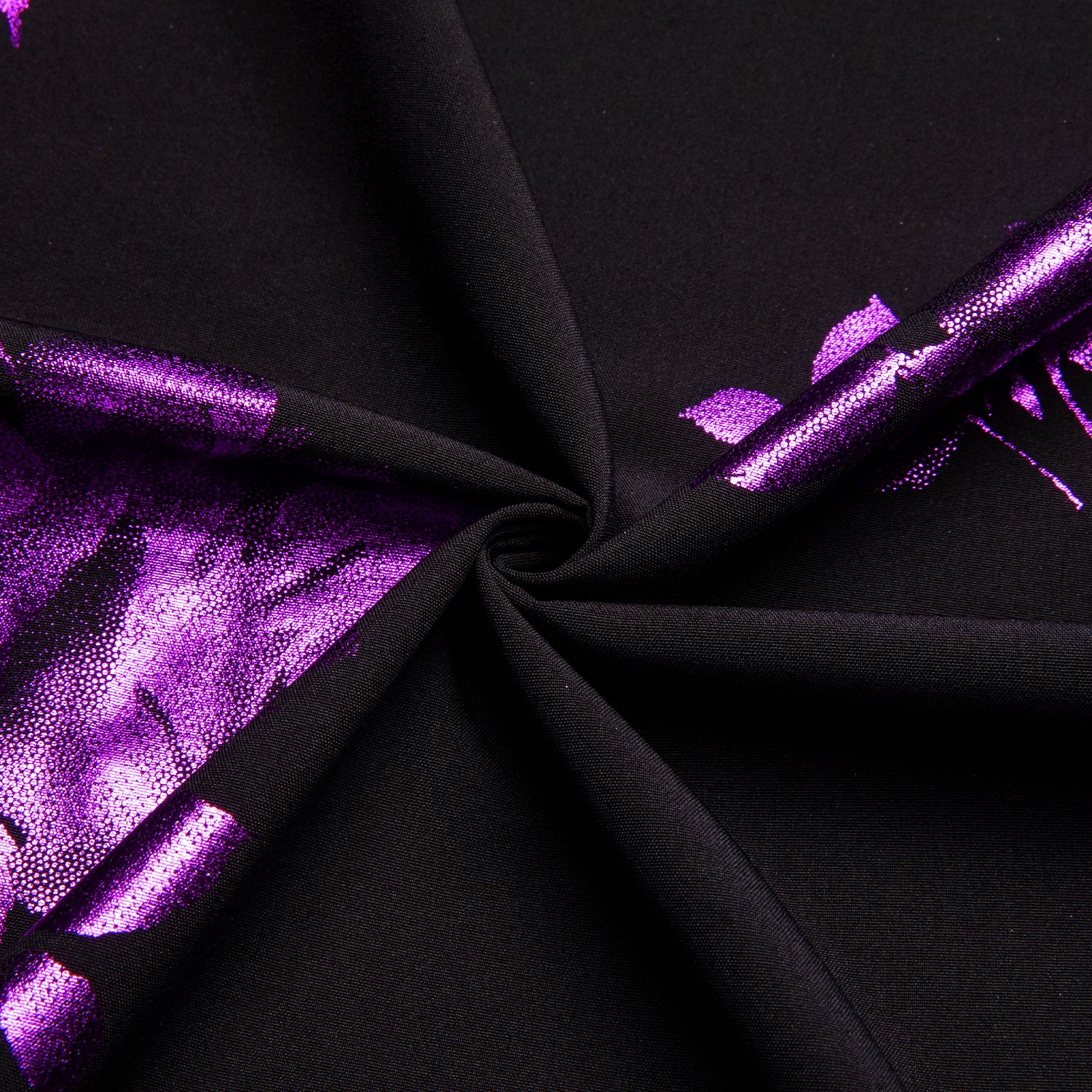 Black Purple Floral Silk Men's Long Sleeve Shirt