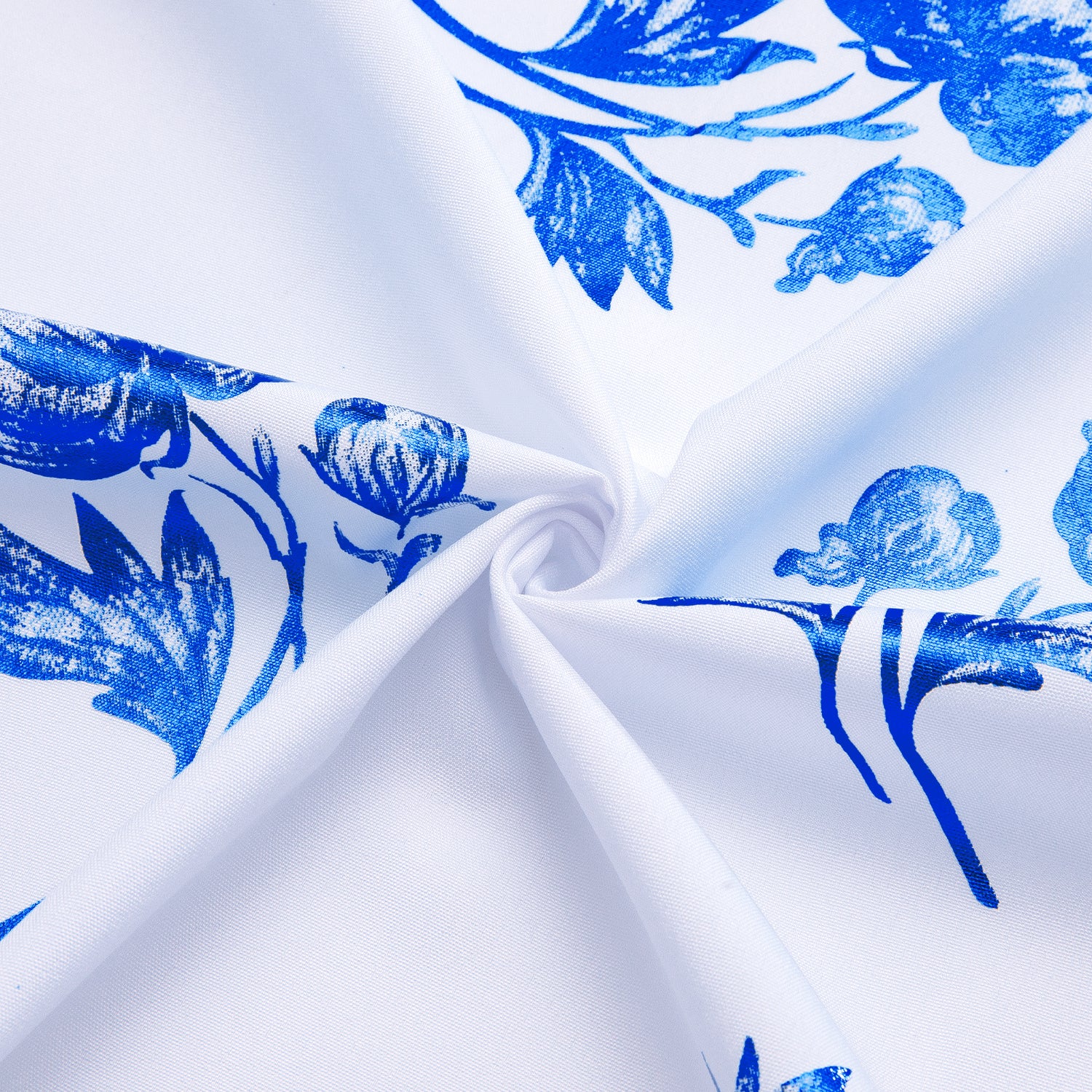 white fabric with Blue roses