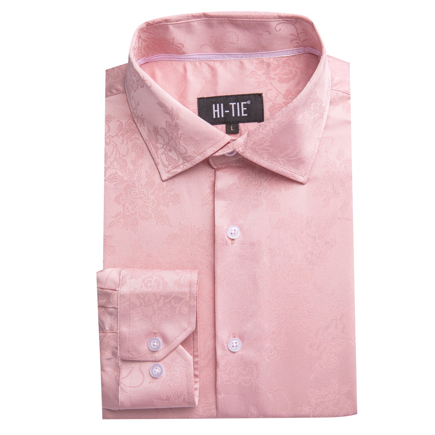 Pink Paisley Silk Men's Long Sleeve Shirt