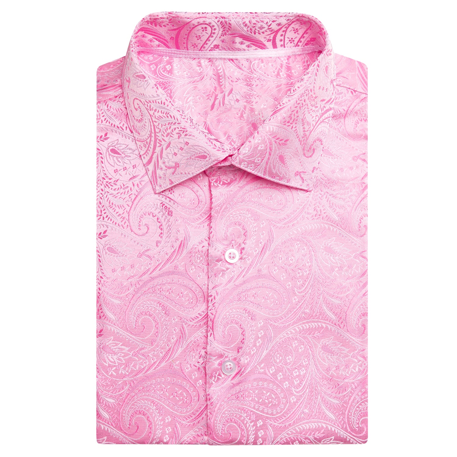 Baby Pink Paisley Silk Men's Short Sleeve Shirt