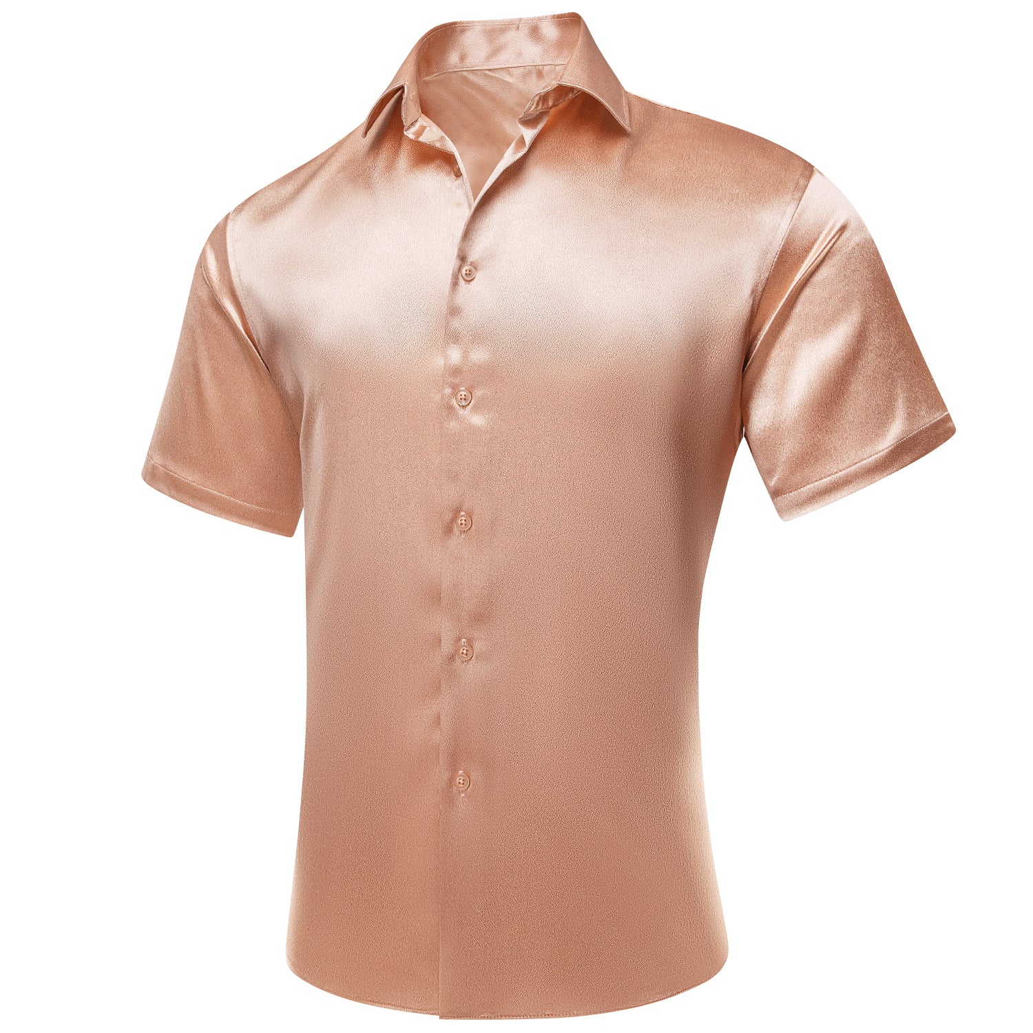 Pale Orange Solid Silk Men's Short Sleeve Shirt