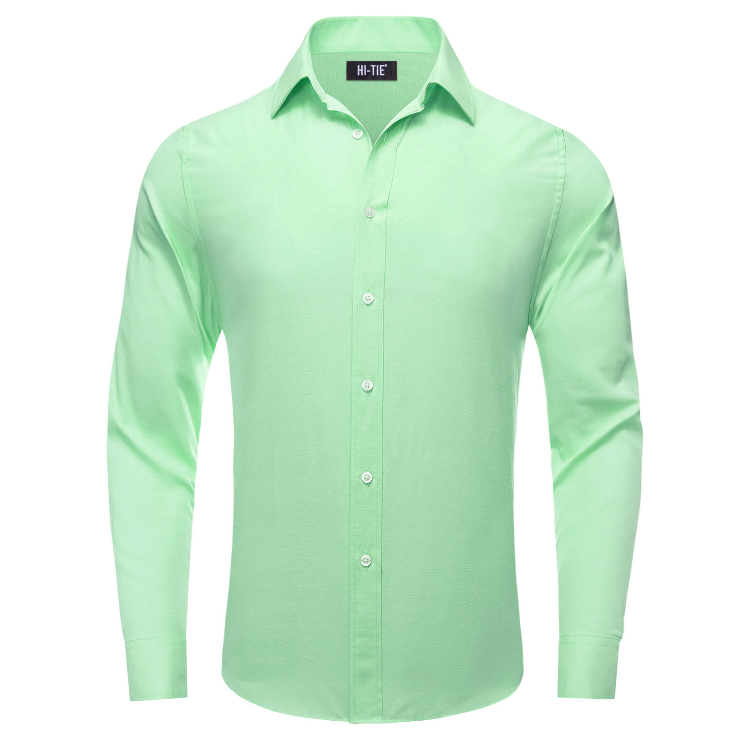 Pale Green Solid Men's Silk Dress Shirt