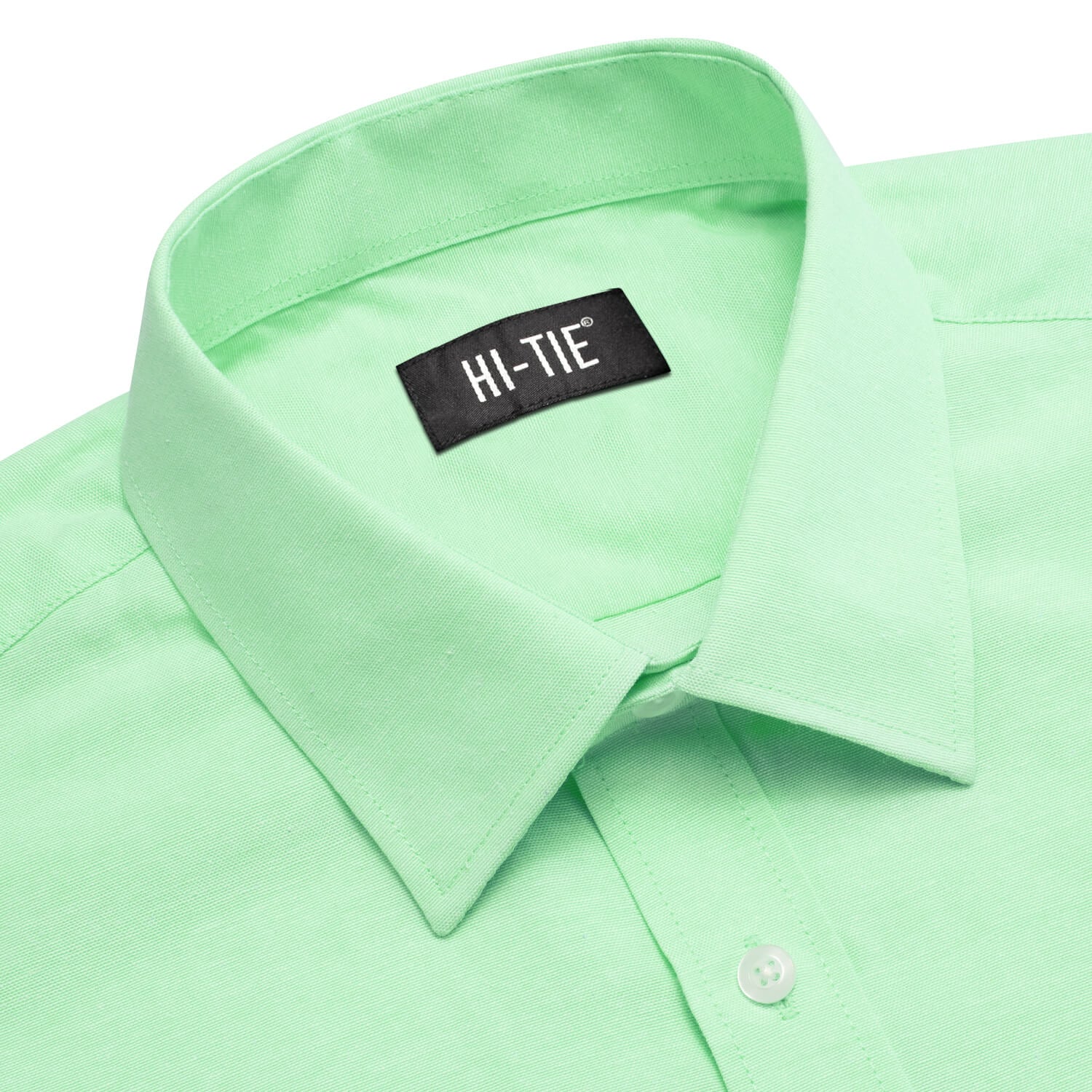 Hi-Tie Button Down Shirt Pale Green Solid Men's Silk Dress Shirt