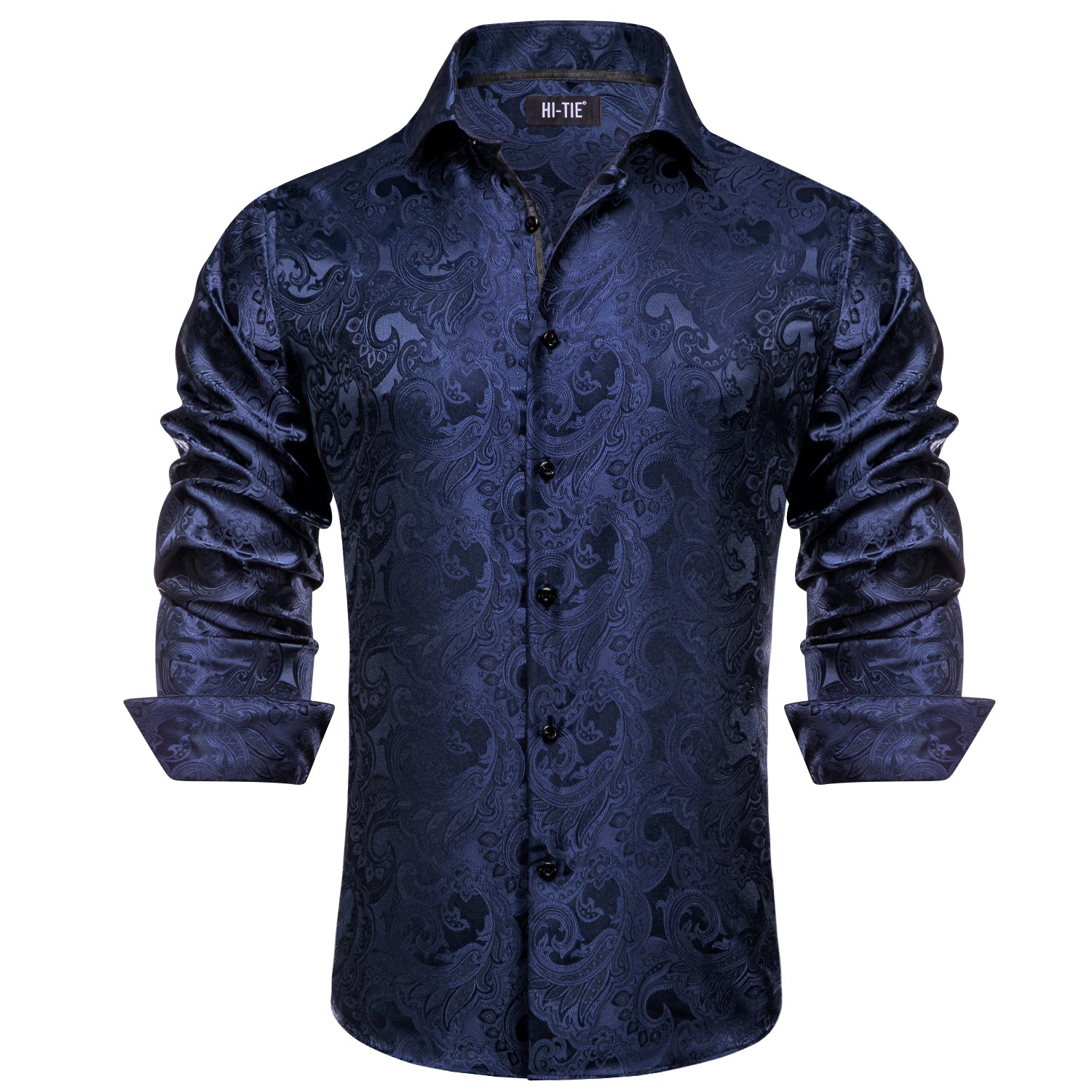 Long Sleeve Shirt Midnight Blue Paisley Blue Collar Shirt