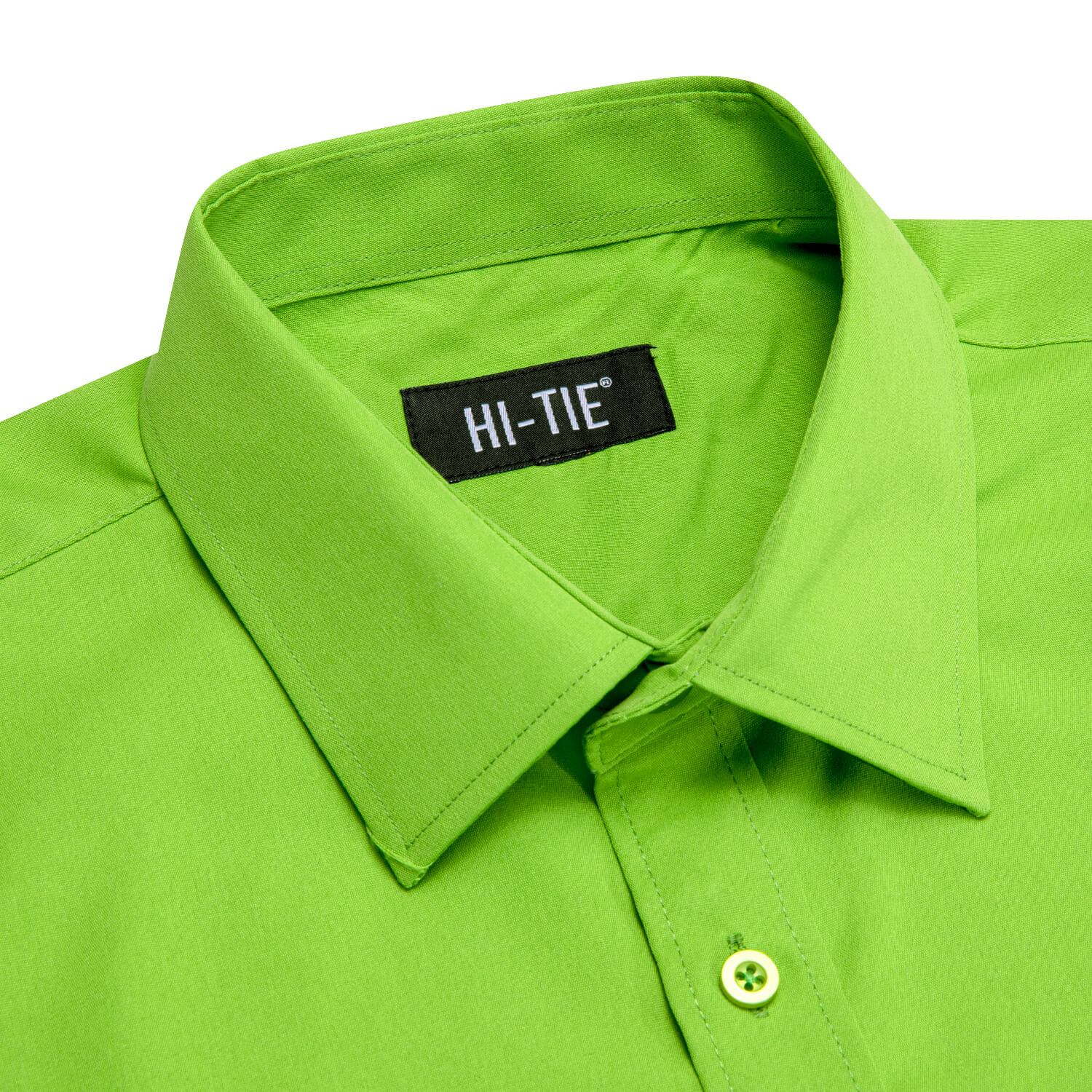 Long Sleeve Shirt Chartreuse Green Solid Spring Mens Dress Shirt