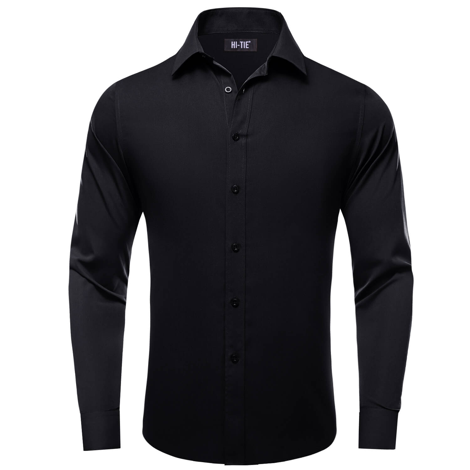 Solid Black Collar Shirt
