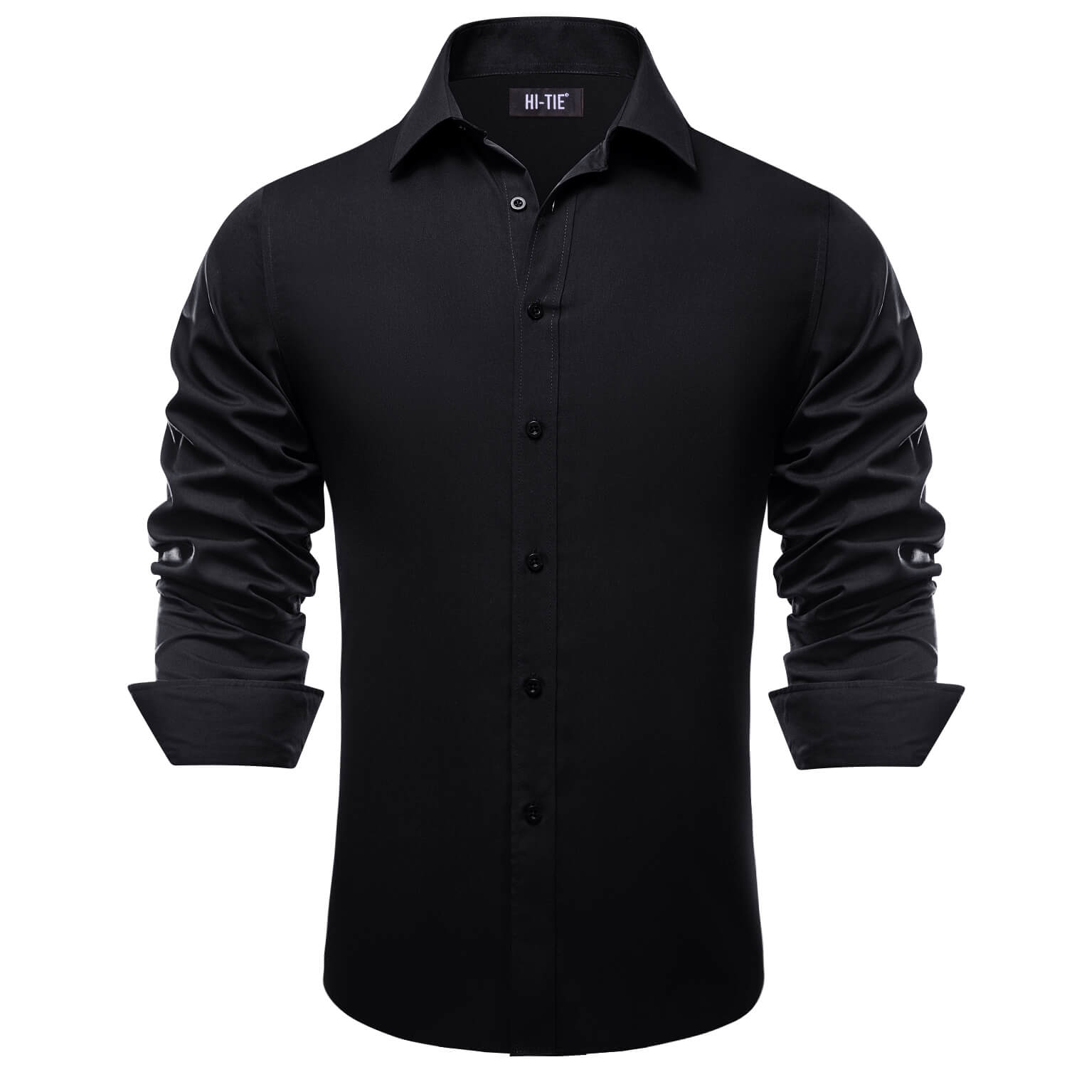  Solid Black Collar Shirt