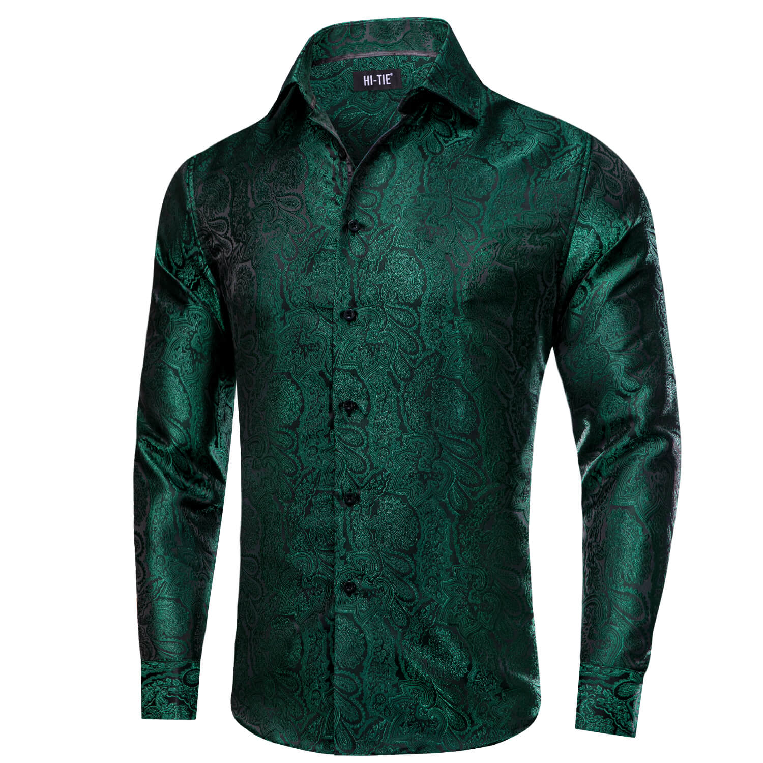 Hi-Tie Paisley Shirt Dark Green Mens Button Down Shirt