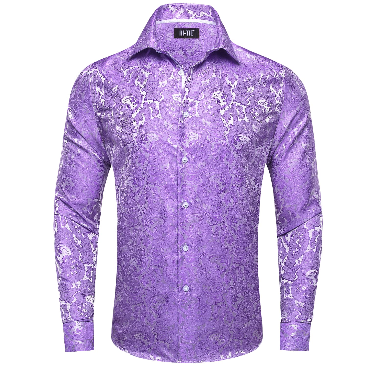 Hi-Tie Paisley Shirt Amethyst Purple Jacquard Mens Button Down Shirt