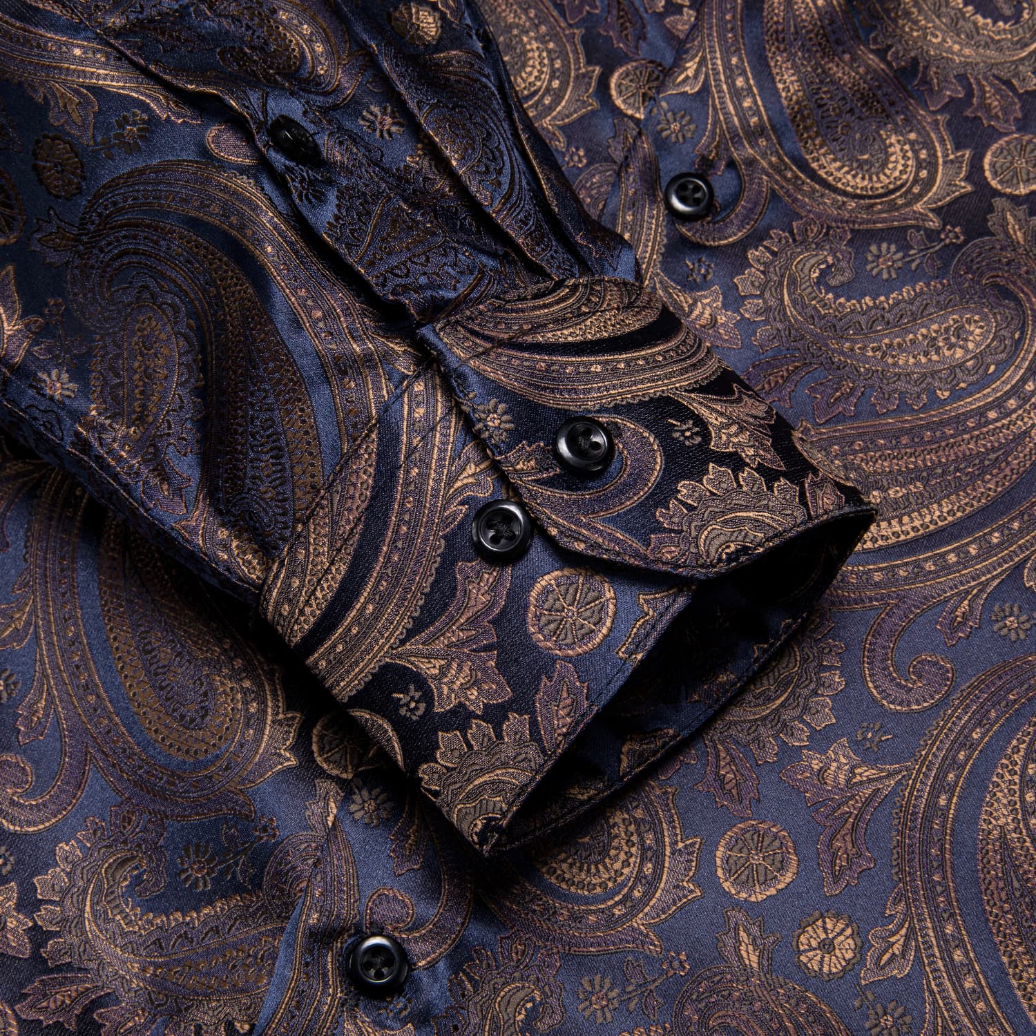 Navy Blue Tan Jacquard Shirt