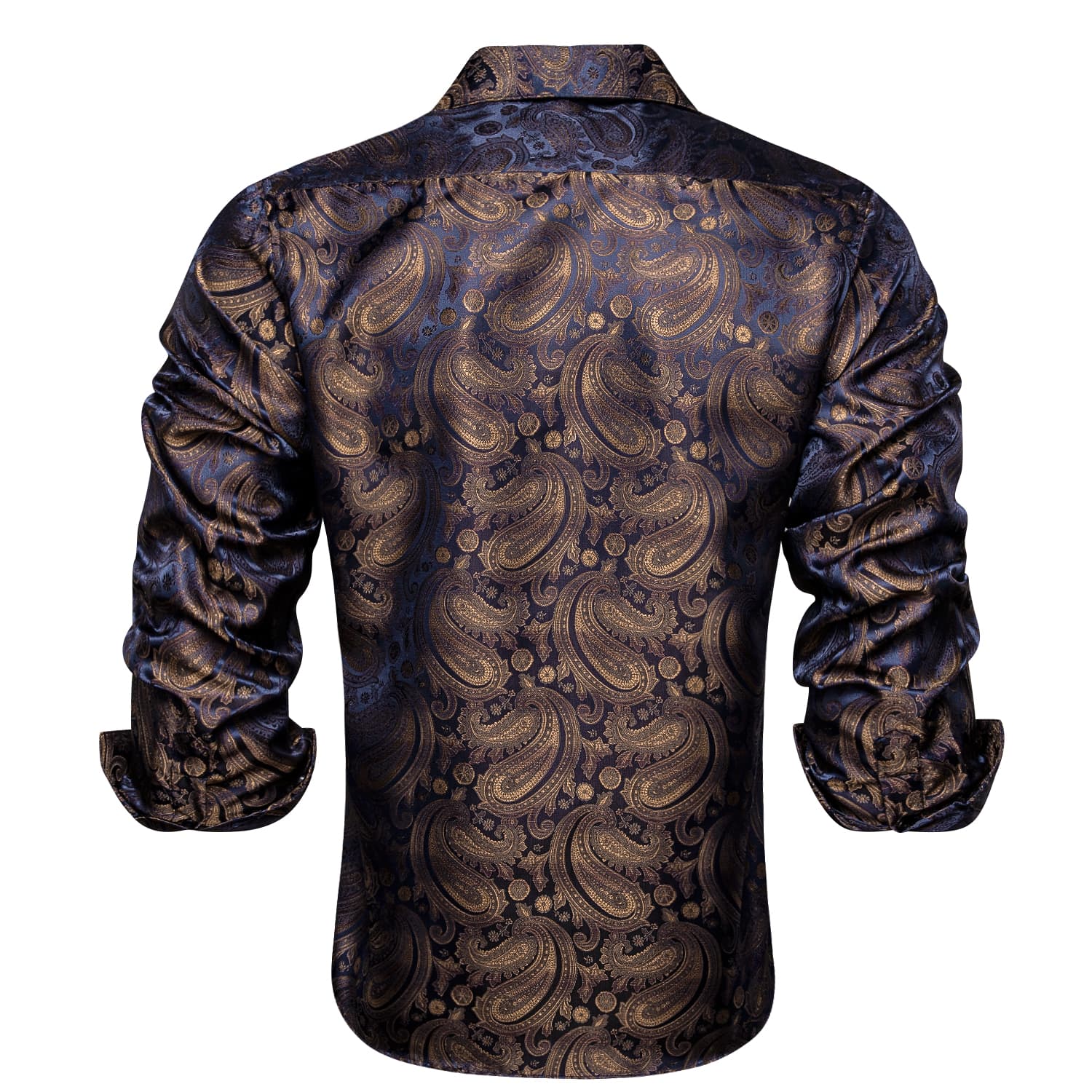 Navy Blue Tan Jacquard Shirt