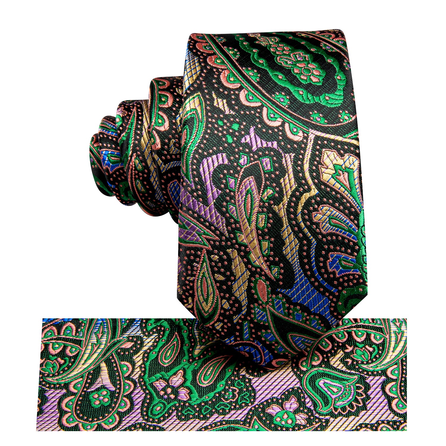 Green Paisley Children's Tie Pocket Square
