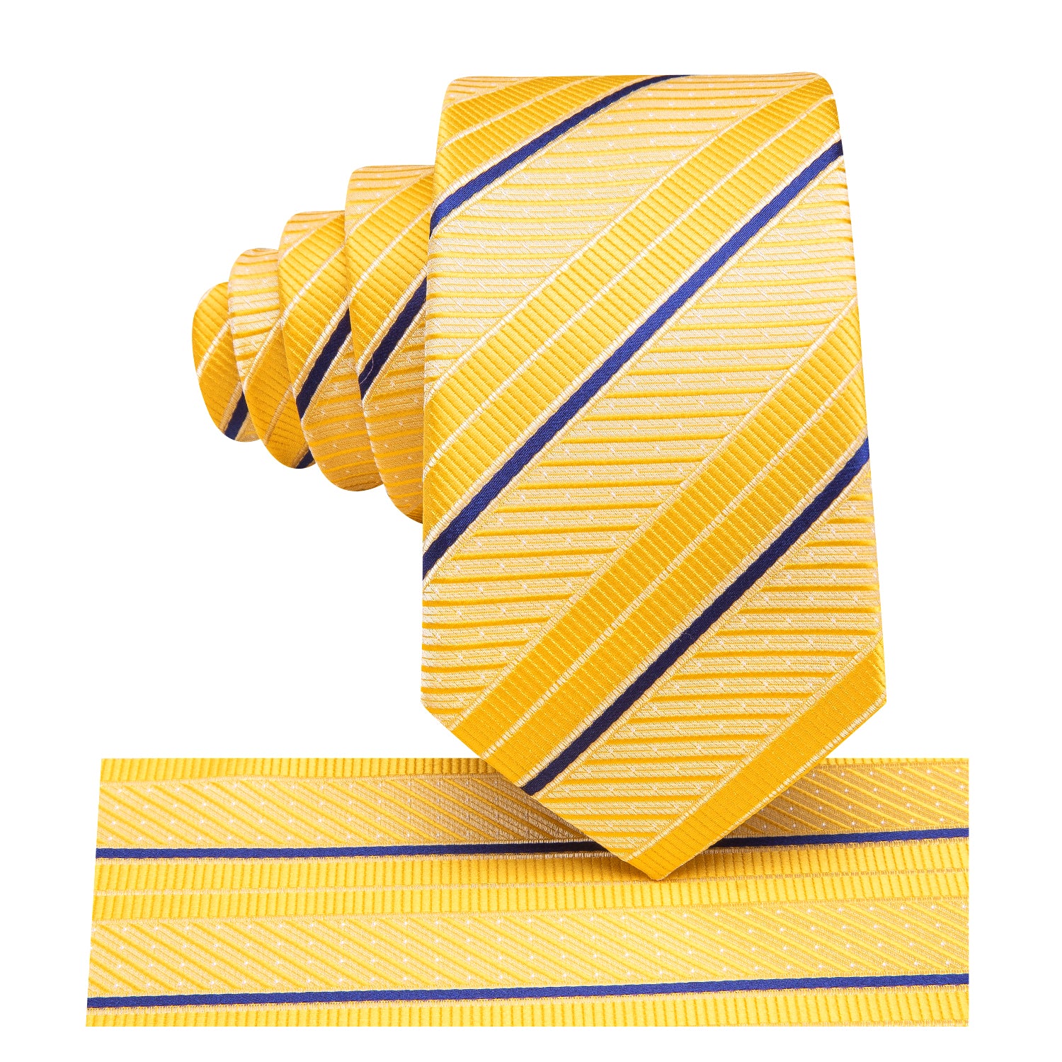 Yellow Blue Striped Children's Tie Pocket Square
