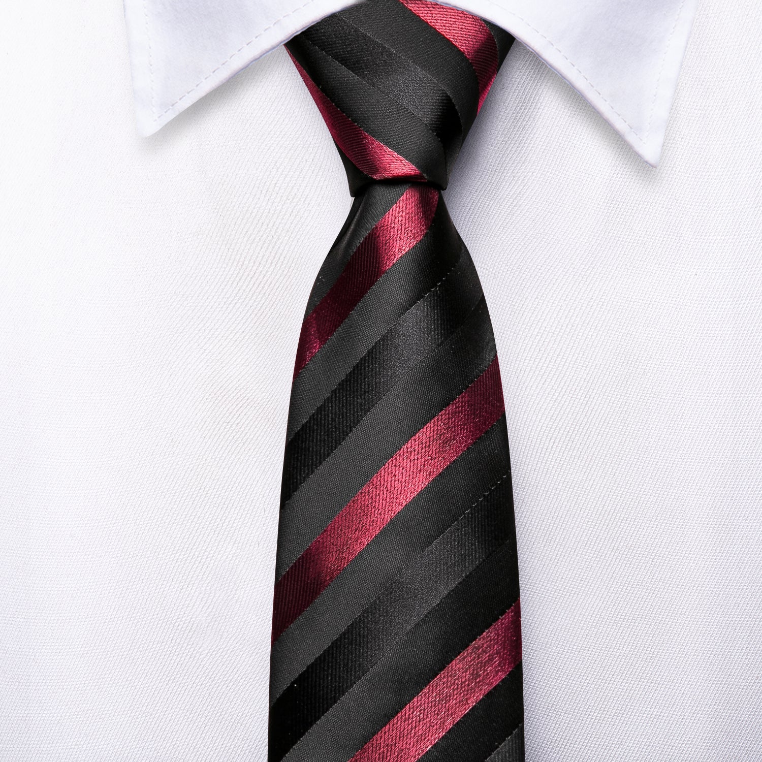 Red Black Striped Children's Kids Boys Tie Pocket Square 6cm