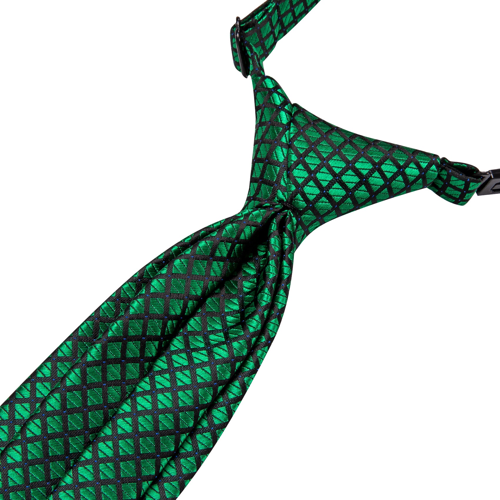 Green Plaid Boys Pre-tied Adjustable Tie Pocket Square