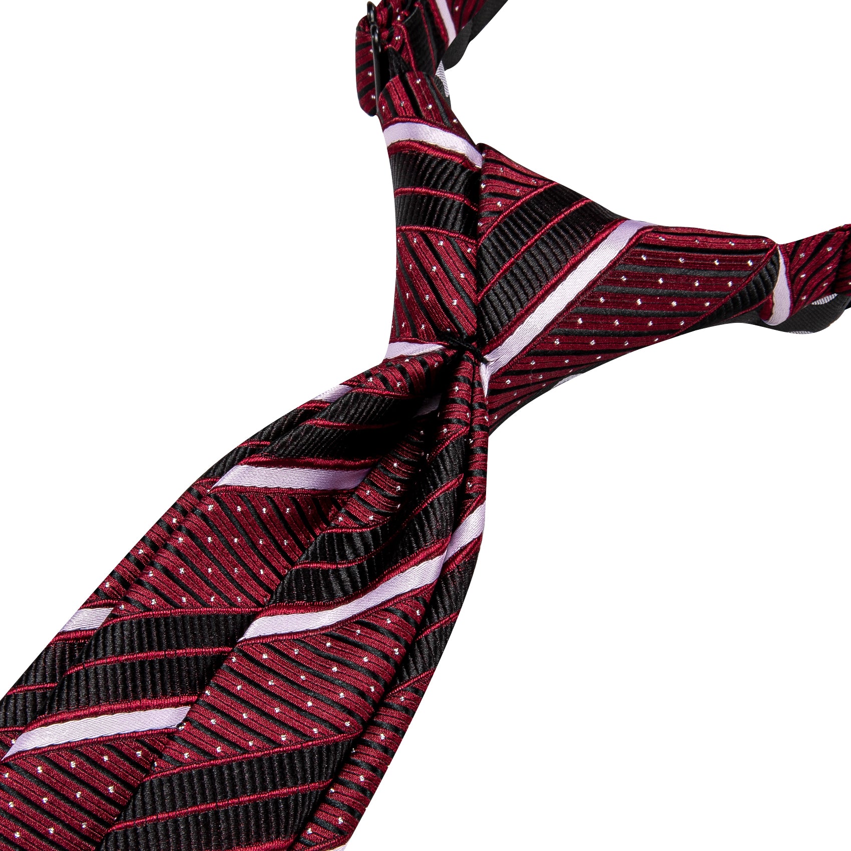 Red Black Striped Boys Pre-tied Adjustable Tie Pocket Square