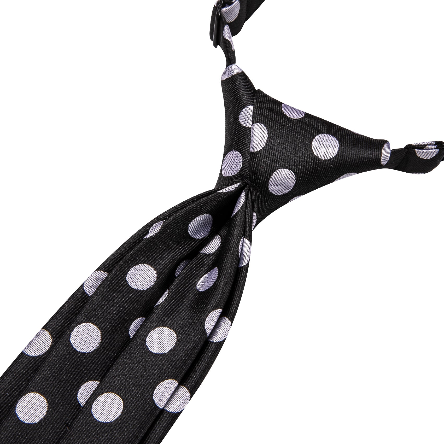 Black White Polka Dot Boy Pre-tied Adjustable Tie Pocket Square