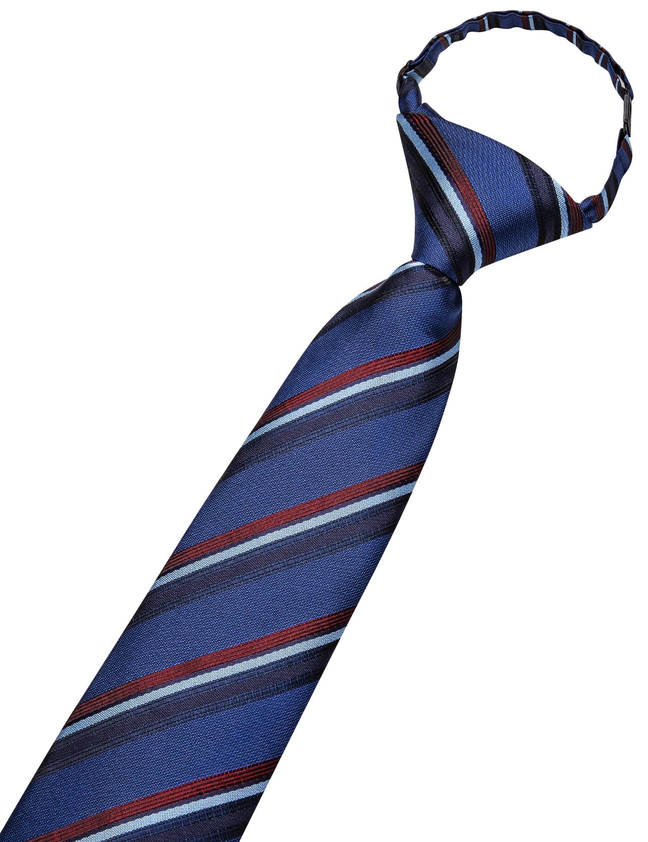 Royal Blue Boys Necktie Red Stripes Adjustable Tie Hanky Set