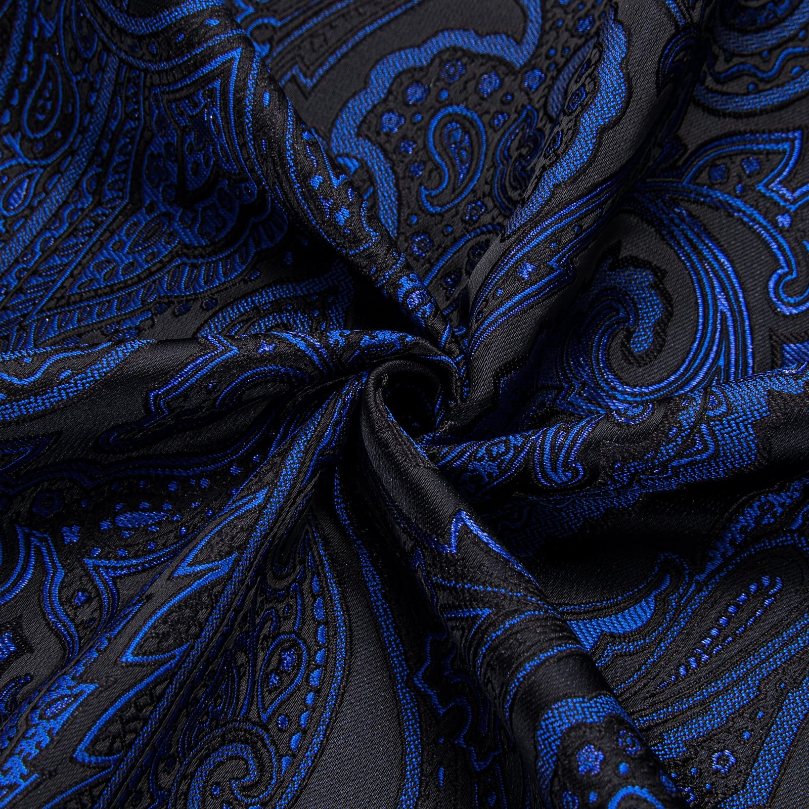 Blue Black Shirt Jacquard Paisley Top Men's Long Sleeve Shirt