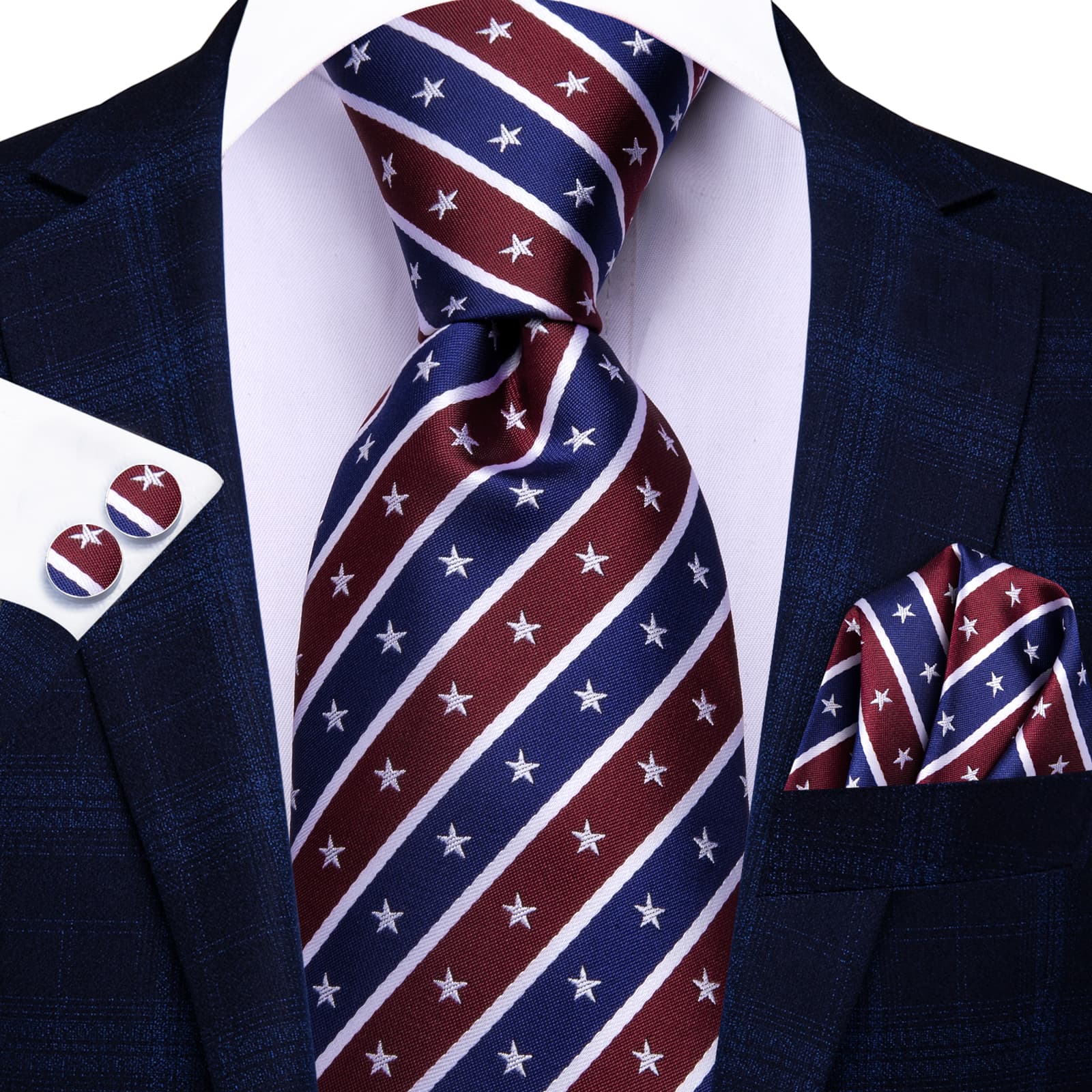 open lace back dress Tie Set, Red/White/Blue Check #cc30, 100% Cotton Men's Monogrammed Cus –  CustomCut NYC main image 0